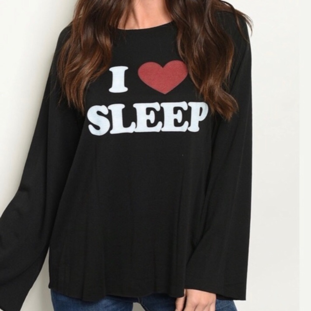 I Heart Sleep Long Sleeve Oversized Fleece Shirt
